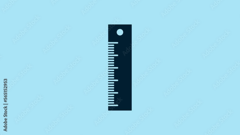 Blue Ruler icon isolated on blue background. Straightedge symbol. 4K Video motion graphic animation Blue Ruler icon isolated on blue background. Straightedge symbol. 4K Video motion graphic animation
