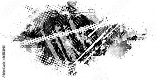 Glitch distorted grunge layer  . Noise destroyed texture . Trendy defect error shapes . Overlay grunge texture . Distressed effect .Vector shapes with a halftone dots screen print texture.