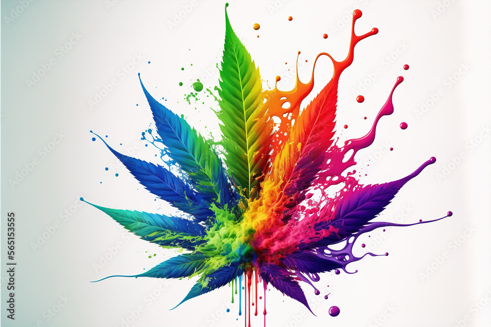 abstract colorful background with cannabis - obrazy, fototapety, plakaty 