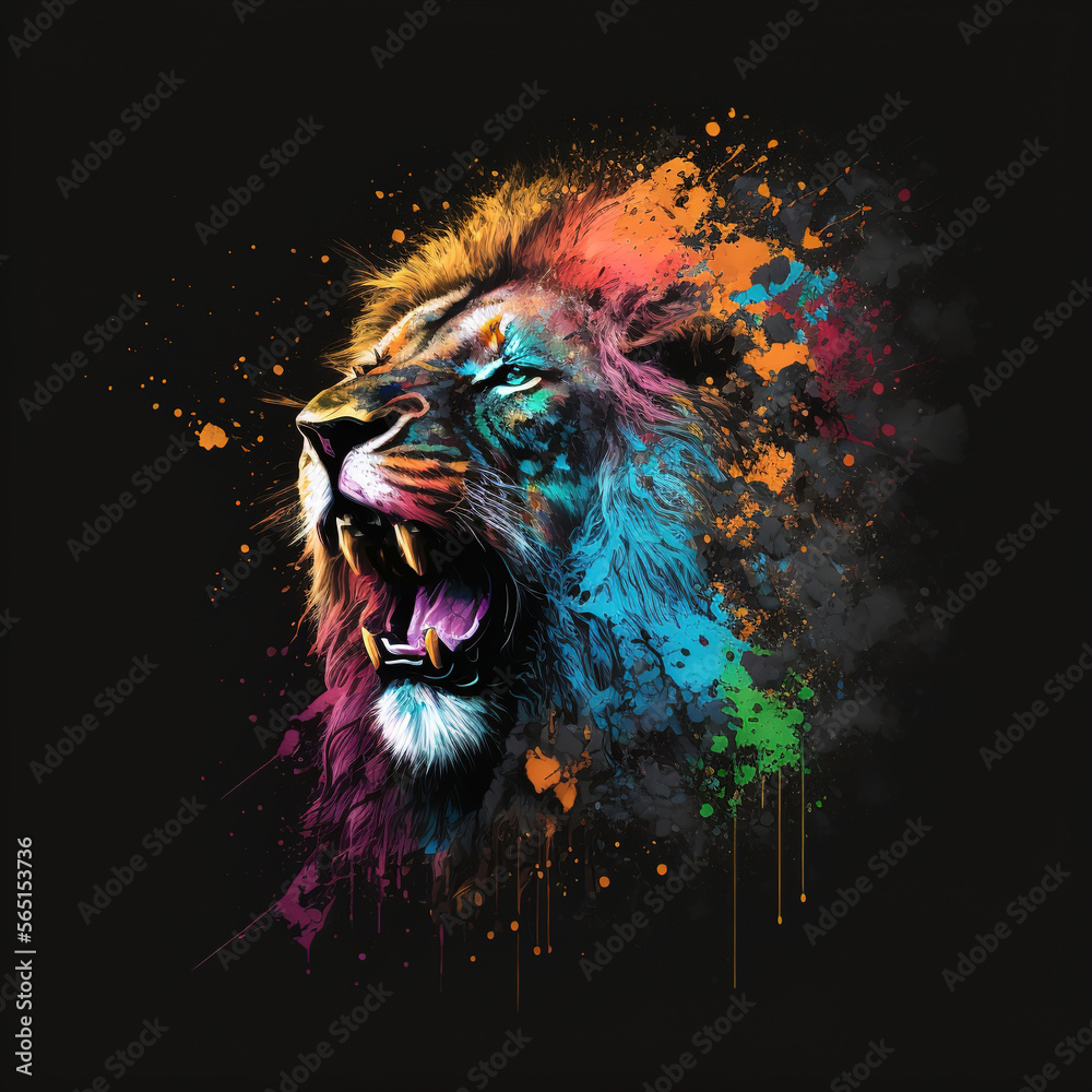 lion head color splash illustration lion head color splash illustration