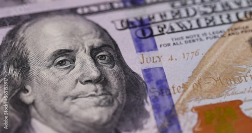 Wallpaper Mural One hundred American dollars close-up, details of a genuine American 100 banknote Torontodigital.ca