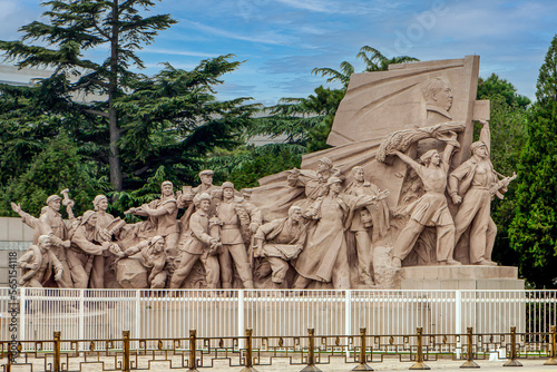Revolutionary statue at the Chairman Mao Zedong Mausoleum,  Tianamen Square , Beijing, China photo