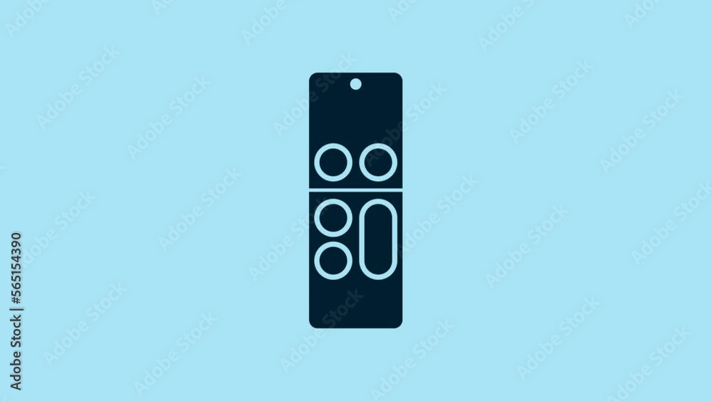 Blue Remote control icon isolated on blue background. 4K Video motion graphic animation Blue Remote control icon isolated on blue background. 4K Video motion graphic animation