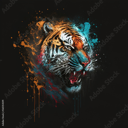 lion head color splash illustration © valentina