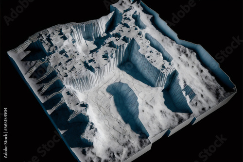 GIS lidar map 3D, Model land surface product made after processing aerial data from drone. Generation AI photo