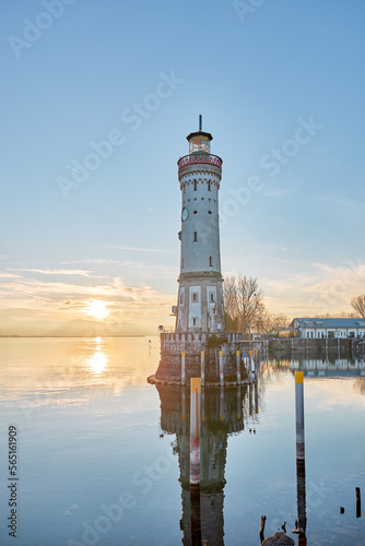Lindau lighthouse on Lake Constance, Germany.