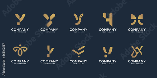 set of abstract y logo design. icon set letter y mega bundle for business of company. photo