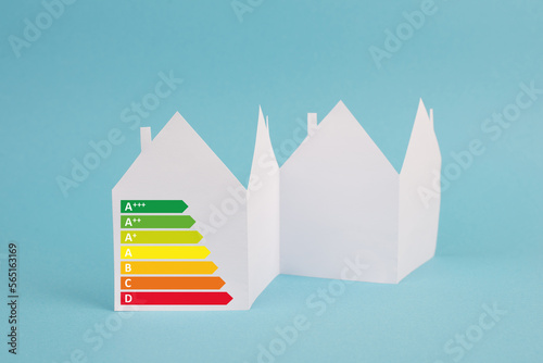 House with power consumption graphic, renewable substainable energy, solar electrcity, green co2 footprint, carbon emission, eco friendly lifestyle photo