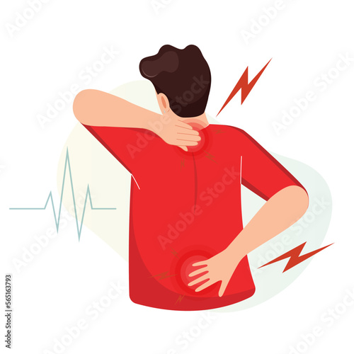 Cervical Spondylosis - Pain in Back and Neck -  Stock Illustration photo