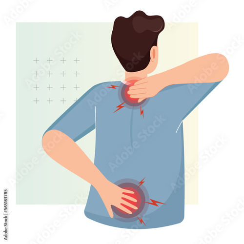 Cervical Spondylosis - Pain in Back and Neck -  Stock Illustration