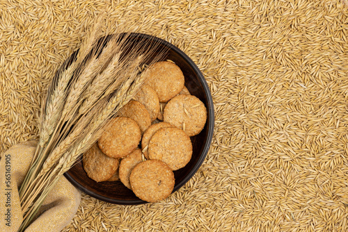 Wallpaper Mural Cereal cookies and oat grains. Torontodigital.ca