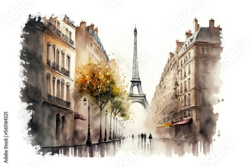 watercolor paris sketch, generative ai
