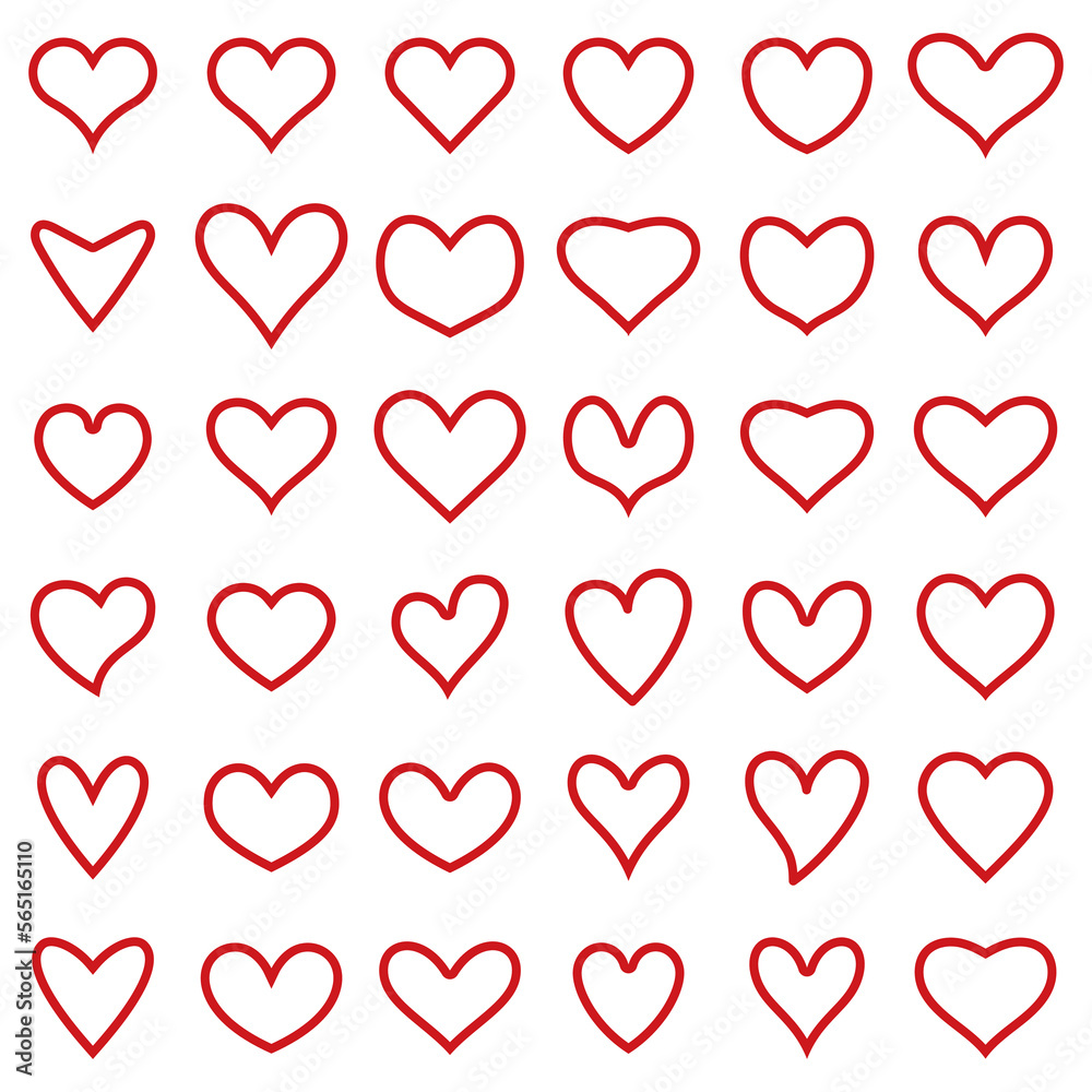 Hearts stroke vector icon collection. Hearts stroke vector icon collection.
