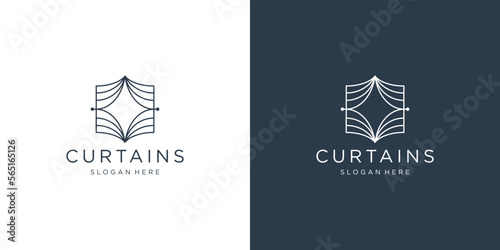 geometric curtain logo template. creative circus curtains inspiration design.
