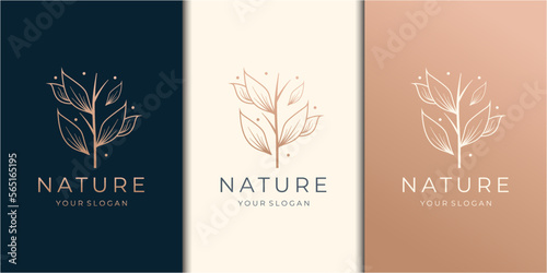 feminine beauty nature rose logo design.abstract, retro, vintage, leaf, floral logo inspiration.