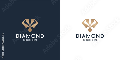 geometric diamond gem logo template with light concept design.
