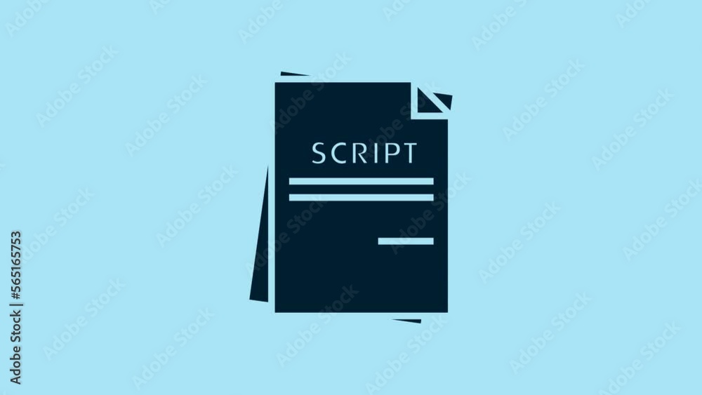 Blue Scenario icon isolated on blue background. Script reading concept for art project, films, theaters. 4K Video motion graphic animation Blue Scenario icon isolated on blue background. Script reading concept for art project, films, theaters. 4K Video motion graphic animation