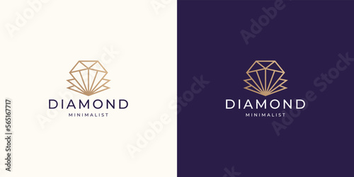 minimalist geometry line diamonds logotype vector illustration.