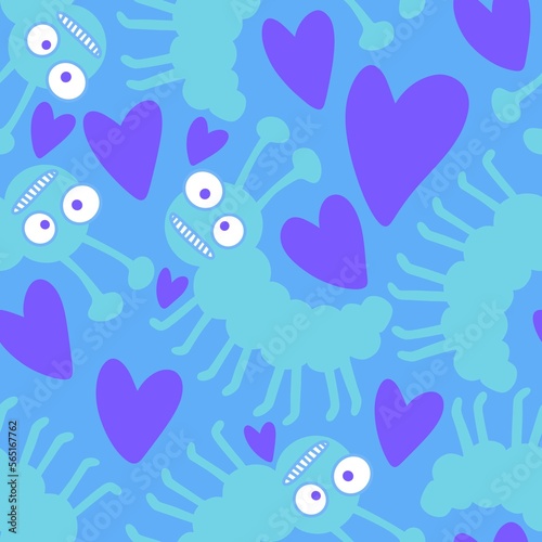Cartoon bugs seamless caterpillars pattern for wrapping paper and kids clothes print and fabrics and accessories