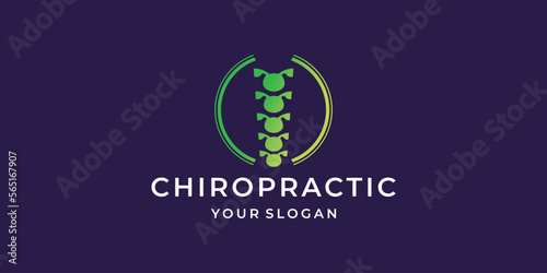symbol chiropractic logo template with circle frame shape design inspiration.