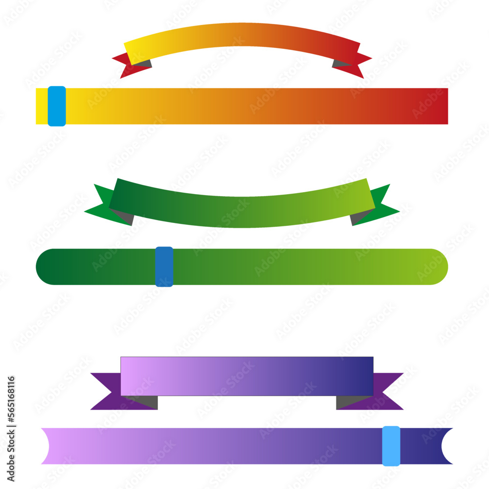 Retro colored ribbons pennants. Funny line frame ribbon. Vector illustration.