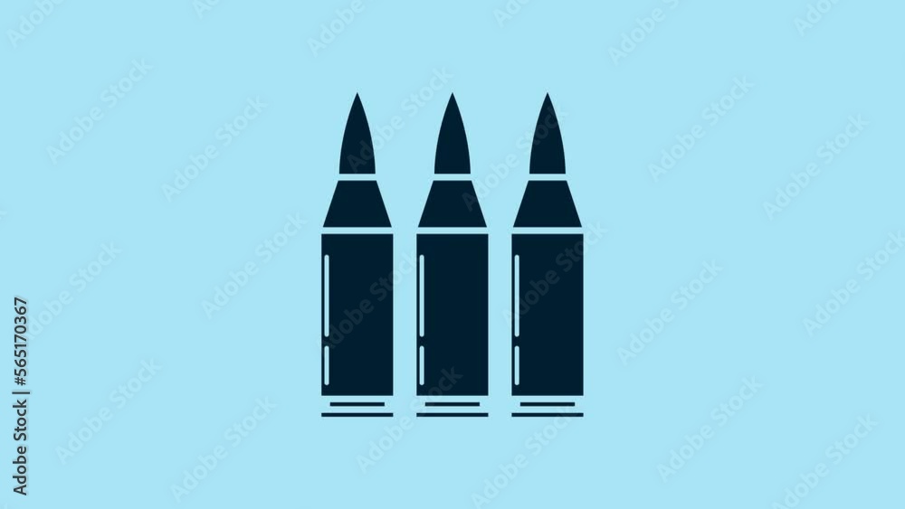 Blue Bullet icon isolated on blue background. 4K Video motion graphic animation Blue Bullet icon isolated on blue background. 4K Video motion graphic animation