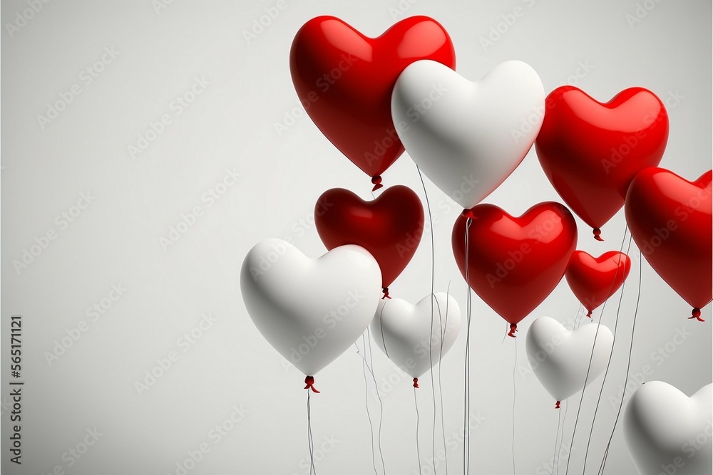 red and white heart shaped balloons