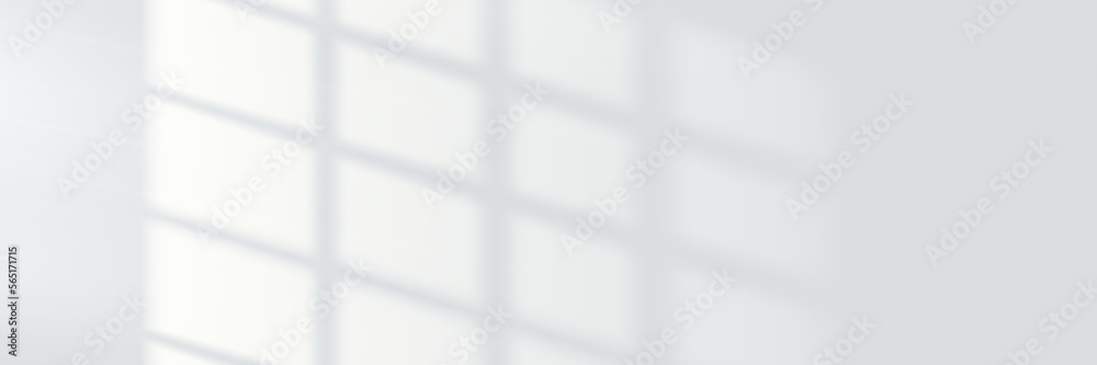 Light shadow on wall. Window shadow and light or sunlight overlay background. Vector background