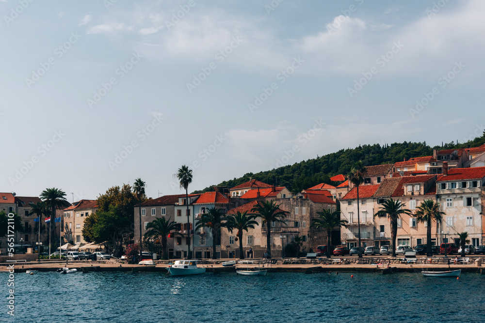 Beautiful view of Korcula town on an island in the Adriatic Sea, Croatia