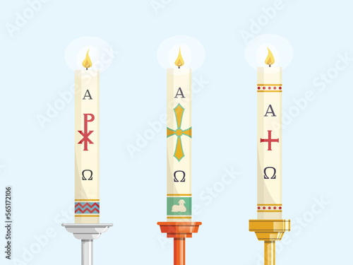 Set of Paschal candles for Easter vigil of Holy Week