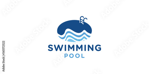 Vector swimming pool logo design illustration