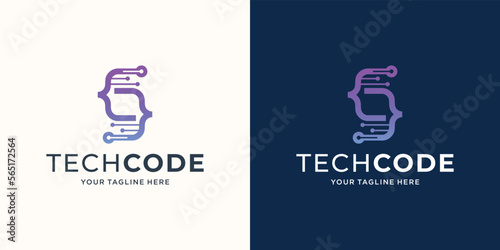 letter s with code logo template. suitable for technology, identity logotype.