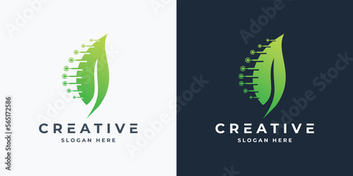 Bio technology logo design vector illustration. Suitable for business and technology logos isolated