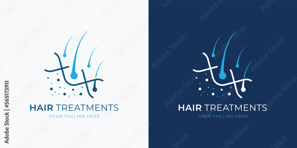 minimalist Hair care dermatology logo design. Hair care treatment. Anti-dandruff flakes for shampoo.