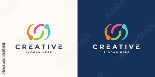 infinity people logo icon design minimal style illustration. teamwork emblem sign symbol logotype.