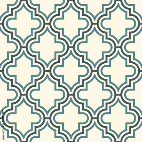 Oriental traditional pattern. Ogee ornament. Repeated maroccan crosses mosaic tiles. Lantern shapes motif.  Tracery window wallpaper. Arabesque digital paper, textile print. Seamless surface design