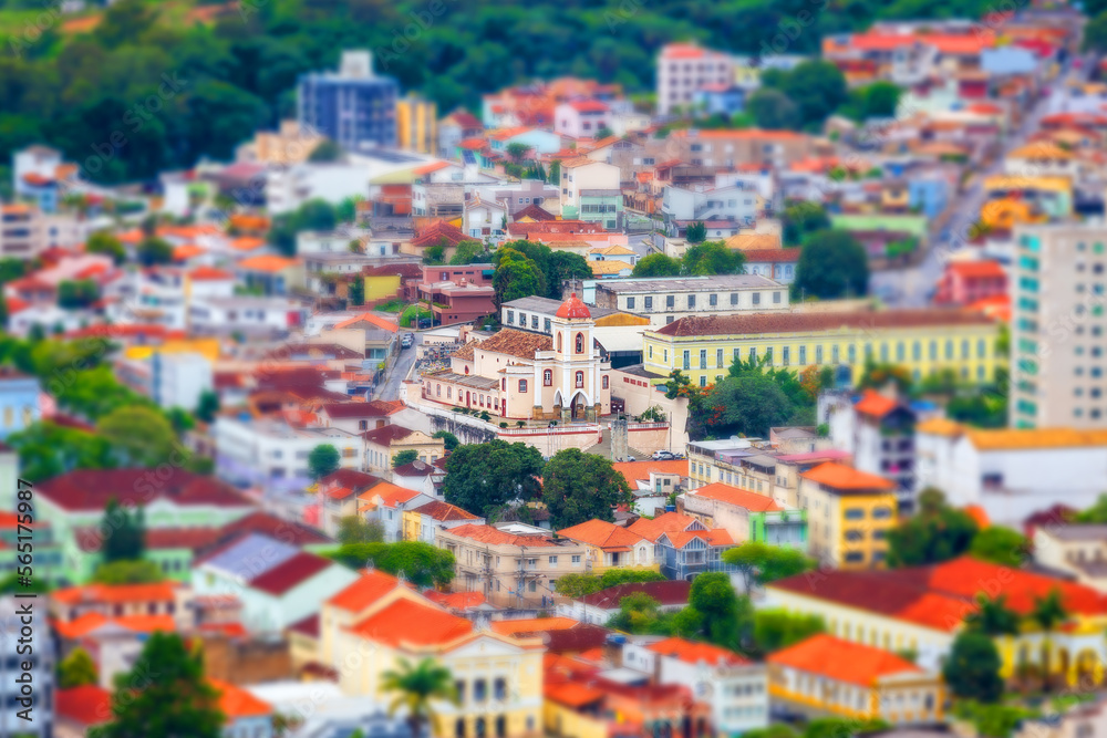 São João del Rei, Minas Gerais, Brazil: Tilt Shift View of the city from Christ the Redeemer