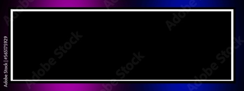 Abstract blurred gradient in blue magenta colors and black frame background. Colorful smooth banner template. Used to display product, advertisement website concept. Magic space banner. Romantic style