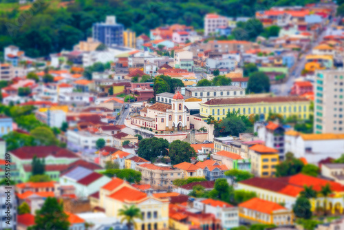 Fototapeta Naklejka Na Ścianę i Meble -  São João del Rei, Minas Gerais, Brazil: Tilt Shift View of the city from Christ the Redeemer