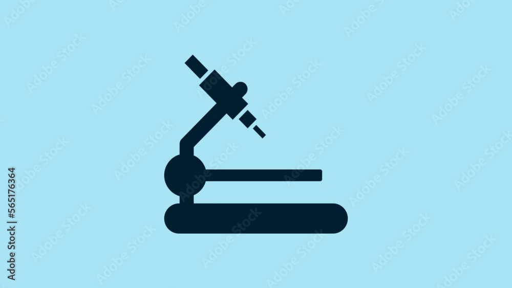 Blue Microscope icon isolated on blue background. Chemistry, pharmaceutical instrument, microbiology magnifying tool. 4K Video motion graphic animation Blue Microscope icon isolated on blue background. Chemistry, pharmaceutical instrument, microbiology magnifying tool. 4K Video motion graphic animation