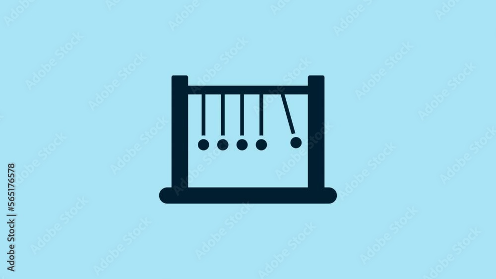 Blue Pendulum icon isolated on blue background. Newtons cradle. 4K Video motion graphic animation Blue Pendulum icon isolated on blue background. Newtons cradle. 4K Video motion graphic animation