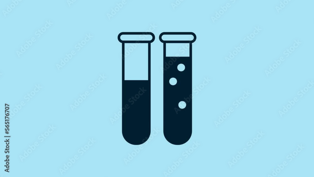 Blue Test tube and flask chemical laboratory test icon isolated on blue background. Laboratory glassware sign. 4K Video motion graphic animation Blue Test tube and flask chemical laboratory test icon isolated on blue background. Laboratory glassware sign. 4K Video motion graphic animation