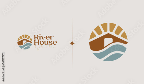 River House Monoline Logo Template. Universal creative premium symbol. Vector illustration. Creative Minimal design template. Symbol for Corporate Business Identity