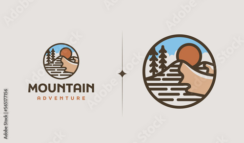 Mountain Hill Top Logo Template. Universal creative premium symbol. Vector illustration. Creative Minimal design template. Symbol for Corporate Business Identity