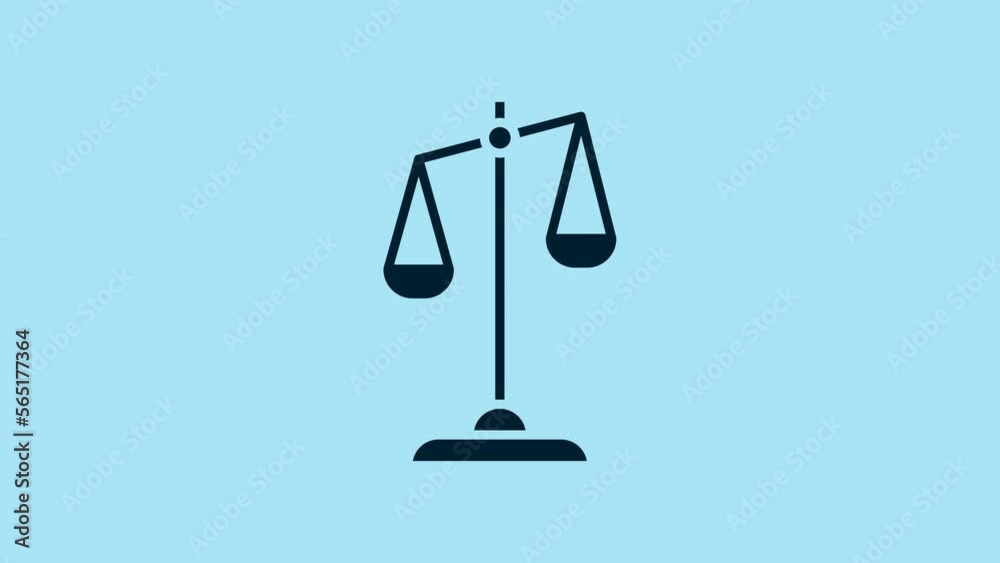 Blue Scales of justice icon isolated on blue background. Court of law symbol. Balance scale sign. 4K Video motion graphic animation Blue Scales of justice icon isolated on blue background. Court of law symbol. Balance scale sign. 4K Video motion graphic animation