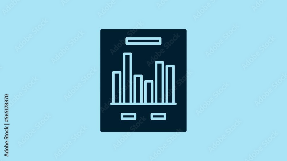 Blue Document with graph chart icon isolated on blue background. Report text file icon. Accounting sign. Audit, analysis, planning. 4K Video motion graphic animation Blue Document with graph chart icon isolated on blue background. Report text file icon. Accounting sign. Audit, analysis, planning. 4K Video motion graphic animation