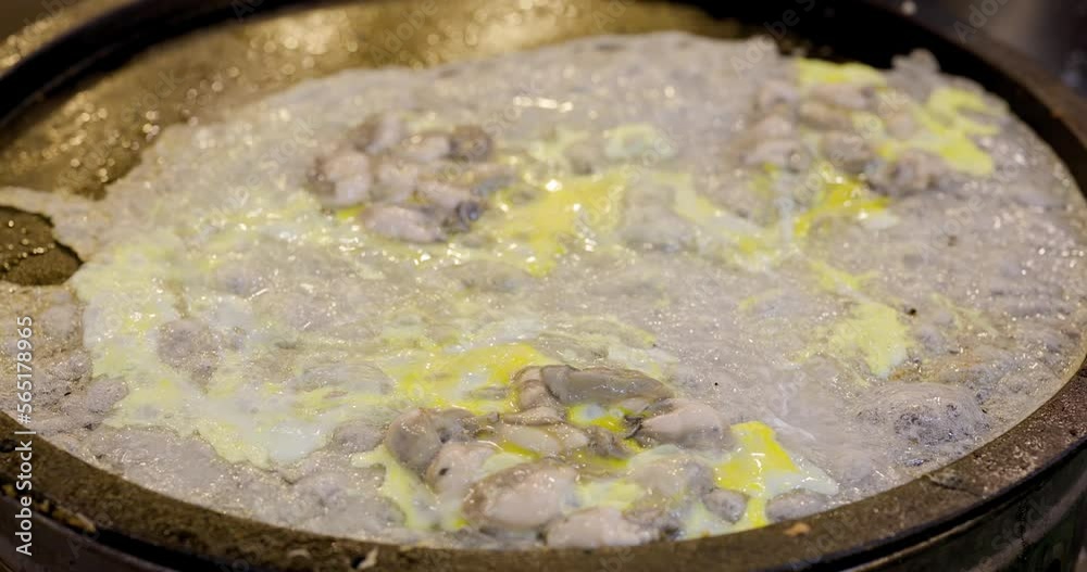 Taiwan famous local street food Oyster omelette Taiwan famous local street food Oyster omelette
