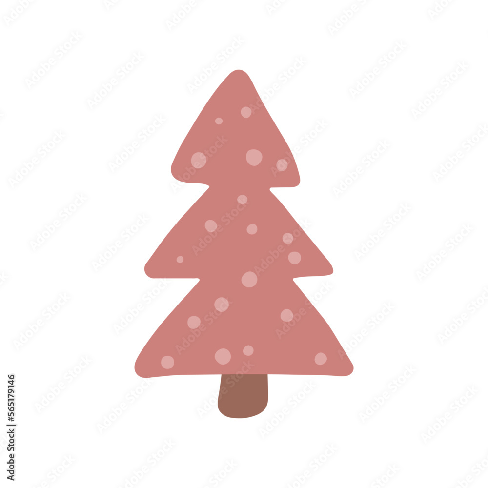 Fototapeta premium Hand drawn Christmas tree. Modern boho whimsical doodle illustration. 