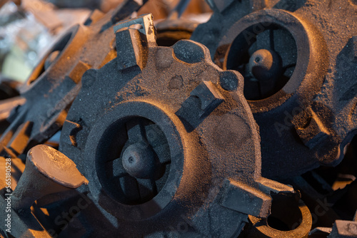 Bilde på lerret Molten metal molds after low tide at a metallurgical plant