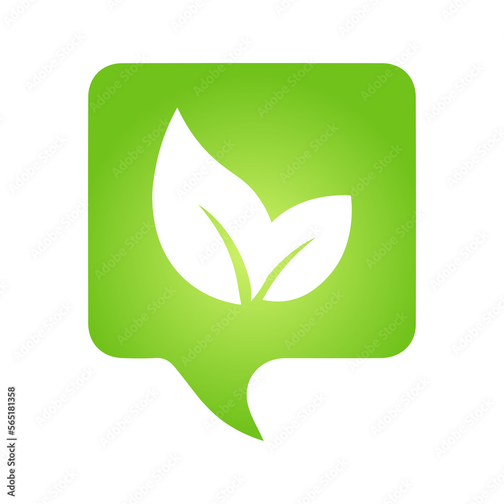 Eco green cloud speech bubble icon Bio nature green eco symbol for web and business Eco green cloud speech bubble icon Bio nature green eco symbol for web and business